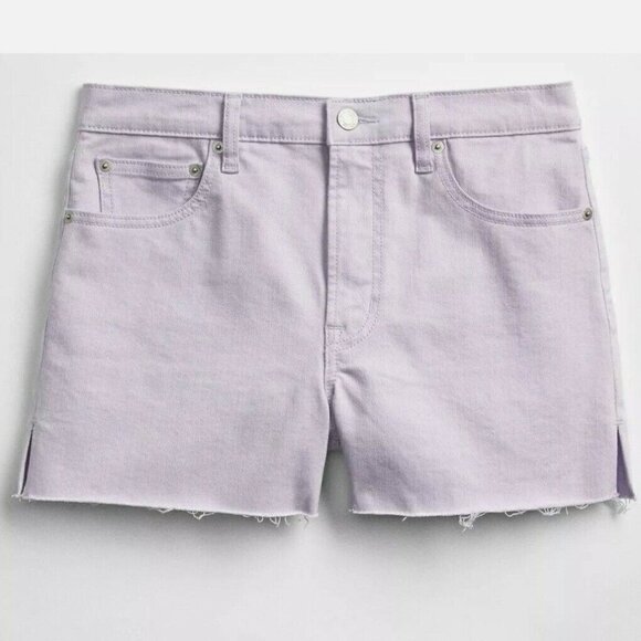 GAP Light Lavender High Rise Size 4/27 Distress Raw Hem 3" Denim Shorts - Picture 3 of 6
